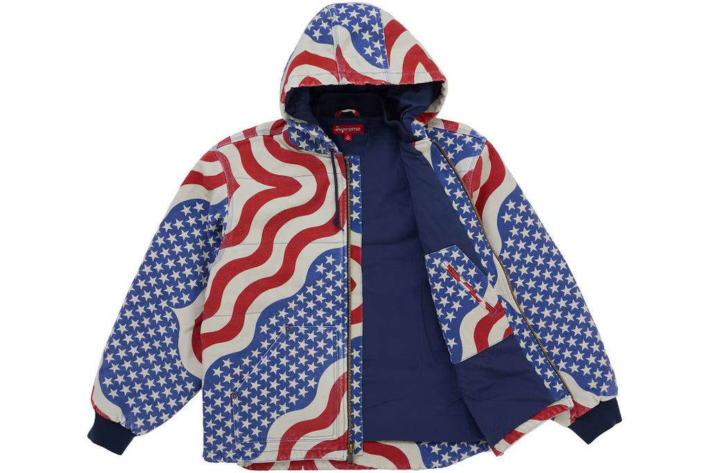 Supreme Flag Quilted Hooded Work Jacket 'Multicolor' – streetwear, photo 3